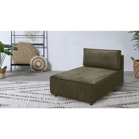 BOBOCHIC - Méridienne sans accoudoir pour canapé modulable NIHAD tissu velours côtelé Vert clair (1/3)