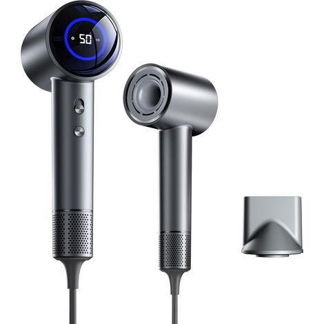 Seche Cheveux Ionique 200 Millions d'ions Négatifs,110 000 tr/min Sèche Cheveux avec Indicateur de Température LED,Buse Concentratrice,3 températures/3 vitesses pour Famille Voyage Salons