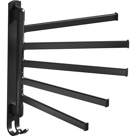 Drehbarer 5-armiger Wandhandtuchhalter aus Edelstahl, kein Bohren erforderlich, für Badezimmer (1/3)