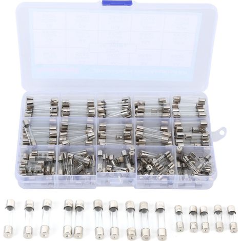 Lot 200 tubes fusibles en verre de sécurité 1‑20A 250V 6x30mm 5x20mm, kit d'accessoires pour voiture jouet. (1/5)