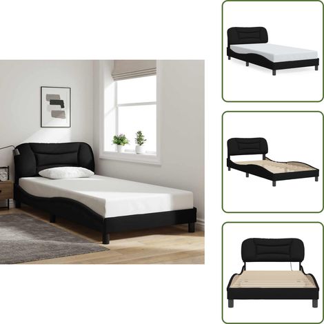 Cuscino testiera - vidaXL Giroletto senza Materasso Hvar Nero 100x200 cm in Tessuto - Letto nero
