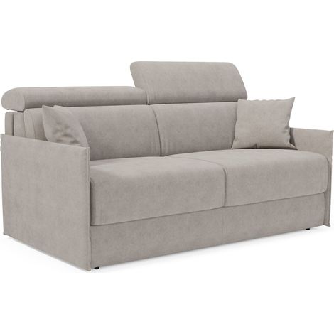 Miryam Sofá cama con reposacabezas reclinables en suave tejido antimanchas T31 149 cm gris