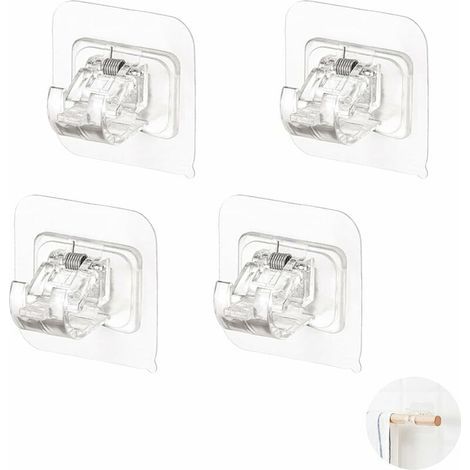 Gardinenhaken ohne Bohren, SL.GT, selbstklebende Gardinenstangenhalterungen, selbstklebende Gardinenstangenhalterungen (4er-Set) (1/5)