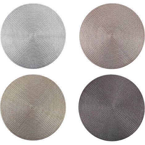 Set de table rond, sous-main résistant à la chaleur, pour bols, tasses à café, napperon, accessoire de cuisine, or rose (1/3)