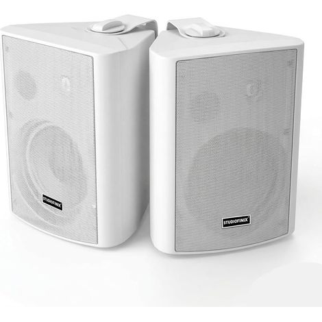 5.25" 300W Bluetooth 5.1 Waterproof Multi Speaker Sync Remote Control IR Indoor/Outdoor Patio Garage Home Garden (501BLE, White, Pair)