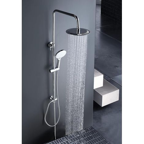 ELBE Ducha de lluvia con sistema de ducha de acero inoxidable 304, cabezal de ducha cuadrado grande Ø 20 cm, 3 tipos de chorro, ducha de mano, ahorro de agua (1/5)
