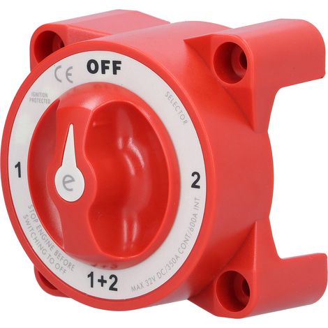 Interrupteur à Batterie 4 Positions 3/8in-16 IP66 Étanche Camping-Car 32V 350A Rouge (1/5)