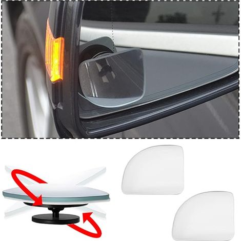 Miroirs D'angle Mort, Rétroviseurs HD Sans Cadre, Miroirs En Verre Grand Angle Réglables pour Toutes Les Voitures SUVs Camionnettes Camions et Motos Accessoires Automobiles(Secteur)