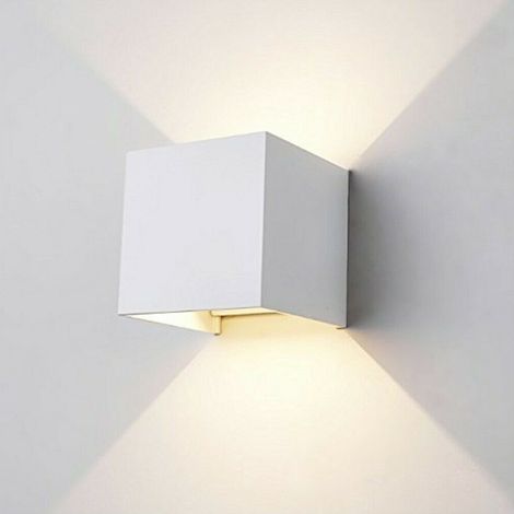 Lampada 12w COB LED Cubo Applique Parete 220V Luce Biemissione 1200lm Regolabile IP65 Bianco Freddo