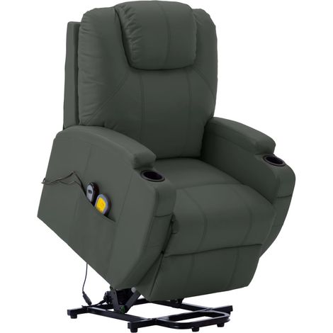 Massagesessel mit Aufstehhilfe Anthrazit Kunstleder vidaXL22415 (1/5)