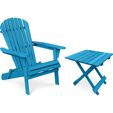 Pack Chaise d'extérieur et Table d'extérieur et de jardin - Bois - Alana Turquoise