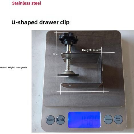 Clip de fixation pour panneau de tiroir, clip auxiliaire de fixation en forme de G, tapis antidérapant qui ne raye pas la surface du panneau (en forme de U : acier inoxydable [nylon technique : plaque (1/5)