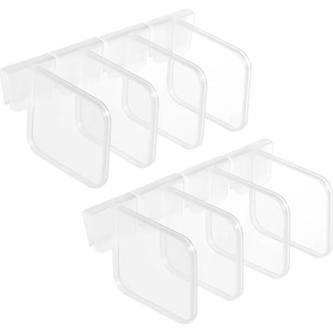 Juego de 8 separadores de plástico ajustables para refrigerador, ideales para el hogar, la cocina y la oficina (transparentes). (1/5)