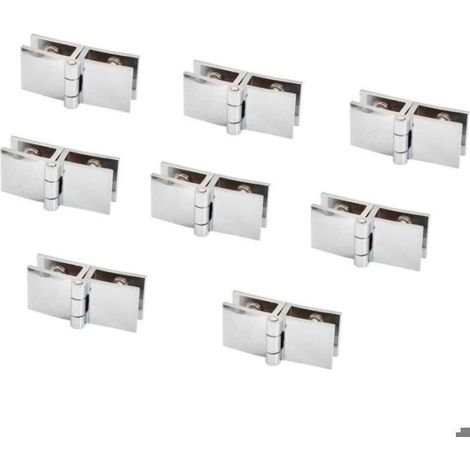 Charnière pour meuble,Lot de 8 charnières de porte en verre, 5 mm à 8 mm, pince rectangulaire réglable pour porte d'armoire, (1/4)