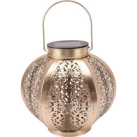 Lanterne solaire extérieure étanche, lanterne solaire suspendue creuse en métal, lampe décorative de jardin avec poignée pour terrasse, pelouse, porche, jardin-AquaForge