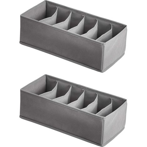 Wäscheschubladeneinsätze, ideal für die Organisation und Aufbewahrung im Kleiderschrank, passen perfekt auf einen Schminktisch, 2er-Set, grau.