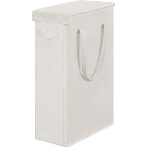 This portabiancheria stretto con perchio, large capacity of 60L, in fabric with handle long for camera da litto e bagno (beige) (1/4)