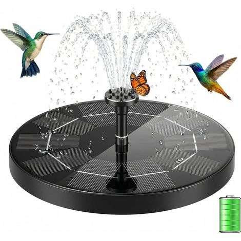 Solar-Wasserpumpe – 1 Stück – Polycarbonat – Automatischer Springbrunnen mit Batteriebetrieb – Für Garten und Teich – 18 cm (1/5)