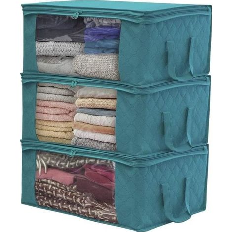 Housse De Rangement sous Lit - - 3PCS - Bleu - Plastique - Adulte