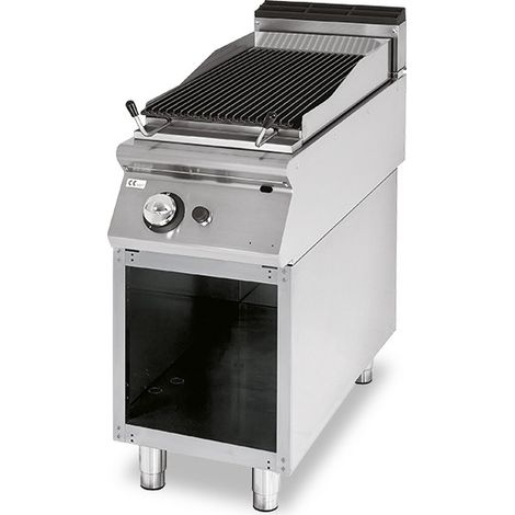 Grillade Gaz en Pierre Lavique, Zone de Cuisson en Fonte, Viande/Poisson 1 Brûleur - P900 - Virtus