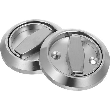 Poignée de porte en métal, bouton de tirage, poignées de porte en acier inoxydable, anneau de tirage pour armoire pliante, décoration intérieure, argenté, 7,7 x 7,7 x 1,3 cm (lot de 2) (1/5)