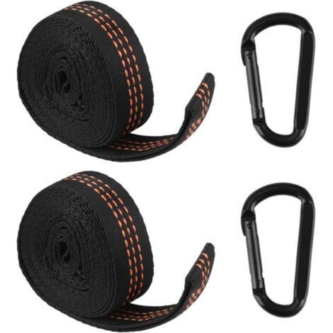 2er-Set Hängemattengurte mit Karabinern – Stabile Befestigung für Schaukeln, Camping und Hängesitze – Maximale Belastung: 300 kg – Hochwertiges Polyester (1/5)