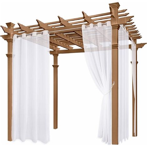 Toivize-Rideaux Extérieurs - 2 Pièces - Polyester Imperméable Blanc 132x213cm pour Pavilion Jardin (1/5)