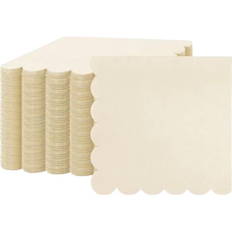 Lot de 100 Serviettes en Papier Jetables, 25 x 25 cm, Serviettes de Table 2 Plis, pour Dîner, fête, Anniversaire et Décoration de Mariage (Beige) (1/5)