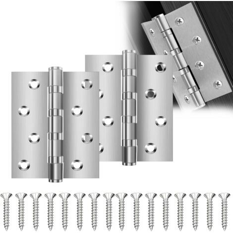 2 Pièces Charniere Porte de Porte Pliantes en Acier Inoxydable, Charniere Porte Placard, Charnière Plate Avec 16 Vis Pour La Maison Meubles Matériel Armoire Garde Porte Tiroir (3 Inch, Argent) (1/5)