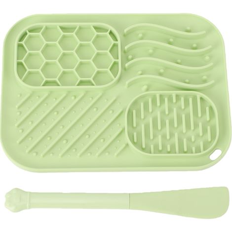Tapis à lécher carré à alimentation lente pour chien, avec ventouse, Anti-étouffement, soulagement de l'anxiété, tapis de nourriture pour animaux de compagnie, pour la maison, vert (1/5)