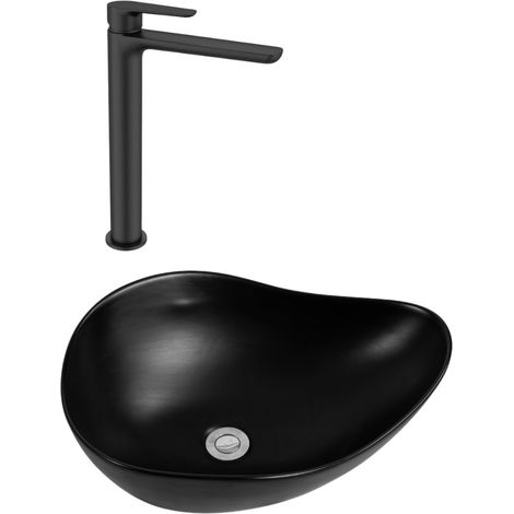 PixL 51x38x19 cm lavabo da appoggio + SAT Mood miscelatore lavabo XL + Ceramia PixL piletta di scarico (CEPX505BKMSAT285C)