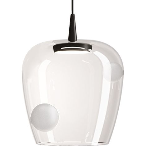Zafferano Lampada a Sospensione Bilia LED 230V 8W 3000K Diametro 27cm Vetro Borosilicato Soffiato a Bocca Colore Nero Sabbiato Design Contemporaneo (1/2)