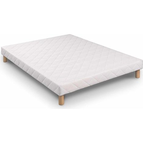 Mobilier Deco – Sommier tapissier 160x200 cm – 13 lattes en bois de pin – Anti-bactérien et anti-acariens – 4 pieds inclus – Confort ferme (1/5)