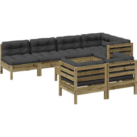 Maison Exclusive - 8-tlg. Garten-Sofagarnitur mit Kissen Kiefernh