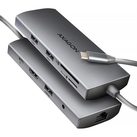 Concentrador de E/S USB-C 9 en 1 5 GBPS/0,2 Mbit/s HMC-8HLSA AXAGON (1/4)