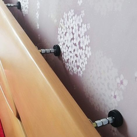 Set aus 4 verstellbaren Bettgestellstützen, teleskopischem Antivibrationswerkzeug, Wandschutz für das Schlafzimmer, Betttischbeine. (1/5)