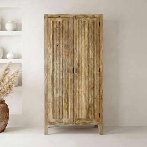 Armoire 2 portes 90x44x187 cm en bois de manguier massif (1/5)