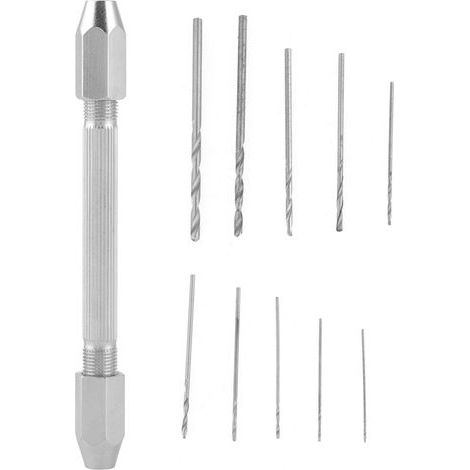 Double Extreme Pin Vise Chuck 10 PC Microfire Bit Set pour les Montres de Bijoux à Outils de Réparation - Visual Mini Pin, Pratique pour les Projets (1/5)