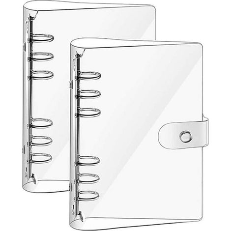 Carpeta de anillas A5 con 6 anillas, 2 unidades, Funda de PVC para cuaderno, Recargable, Impermeable, Cuaderno DIY, Transparente (1/5)