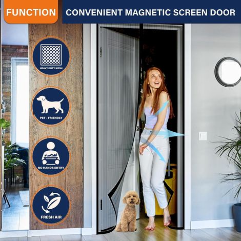 Mosquitera magnética para puertas y ventanas, cortinas mosquiteras para puertas, cortinas de lona mosquitera, mosquitera para puerta corredera de patio, mosquitera magnética sin necesidad de taladrar (1/3)