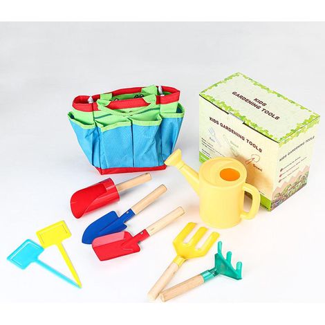 Ensemble de jardinage enfant 9 pièces avec arrosoir, gants, râteau, pelle, accessoires de jardin jouets cadeau pour bébé maternelle (1/5)