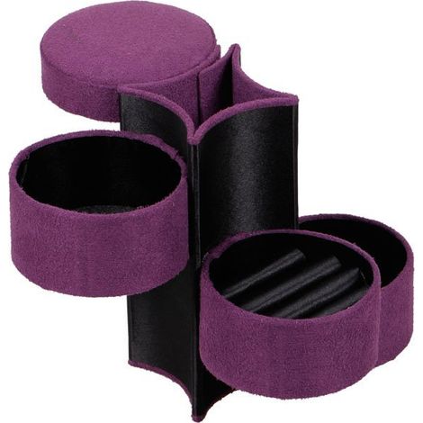 Boîte à bijoux avec 3 tiroirs - violet (1/5)