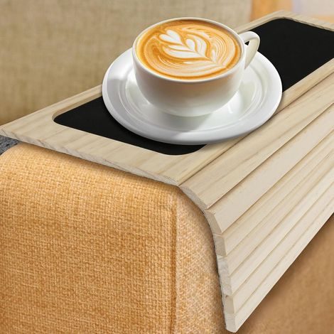 Plateau pliable bois + support tissu, rangement boissons/collations/magazines/ordinateur