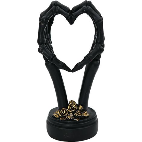 Mains Squelettiques En Cœur Sculpture Décorative Amusante Halloween Résine Figurine Horreur Étagère Déco Pour Bureau, Bibliothèque, Entrée, Cheminée, Fêtes Et (1/5)