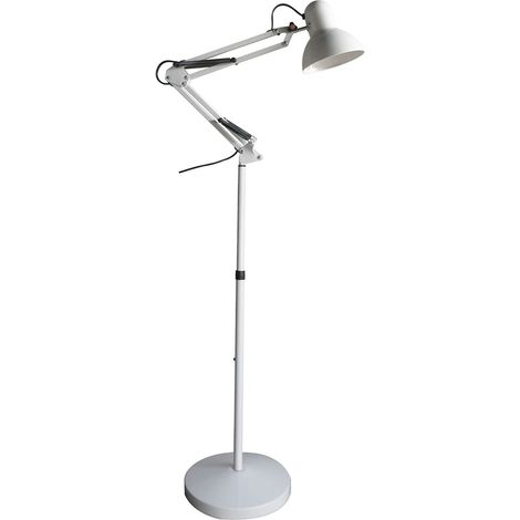 Lampadaire articulé lampe sur pied blanc hauteur réglable corps et tête articulée 1 ampoule E27 (1/5)