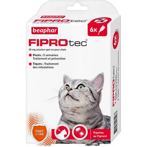FIPROtec antiparasitaire chat : 6 pipettes
