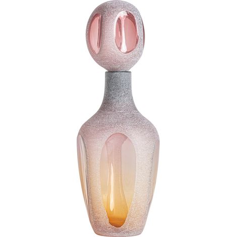 Vase décoratif en verre rose translucide style contemporain - Rose translucide contemporain (1/4)