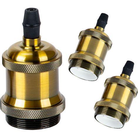 3PCS E27 Pied De Lampe Simple Retroe Plafonnier Vintage Lampe Suspendue D'Intérieur Bronze