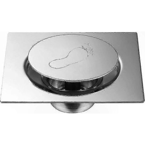 Acier inoxydable siphon de sol encastrable 15x15 avec mécanisme à pression ressort, bonde invisible à ouverture par poussée, drain plat design pour douche, évacuation au ras du sol, grille en acier in (1/5)