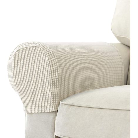 Housse De Bras De Canapé - Tissu Jacquard Extensible Avec Élasthanne - Antidérapant - Convient Aux Accoudoirs De 45,7 À 53,3 X 16,5 À 20,3 X 20,3 À 27,9 Cm - Lot De 2